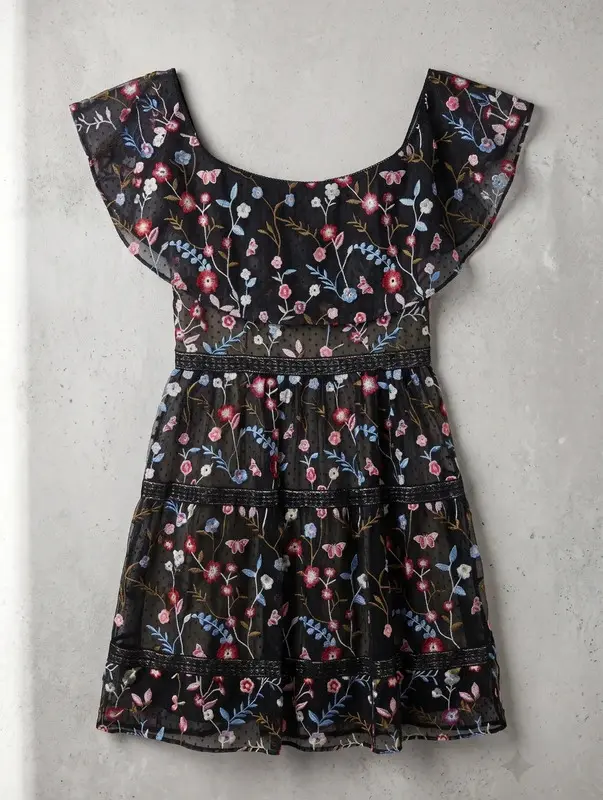 Adrianna Papell Black Floral Off Shoulder Fit & Flare Dress Size 16