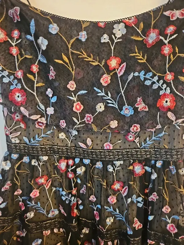 Adrianna Papell Black Floral Off Shoulder Fit & Flare Dress Size 16 - Image 5