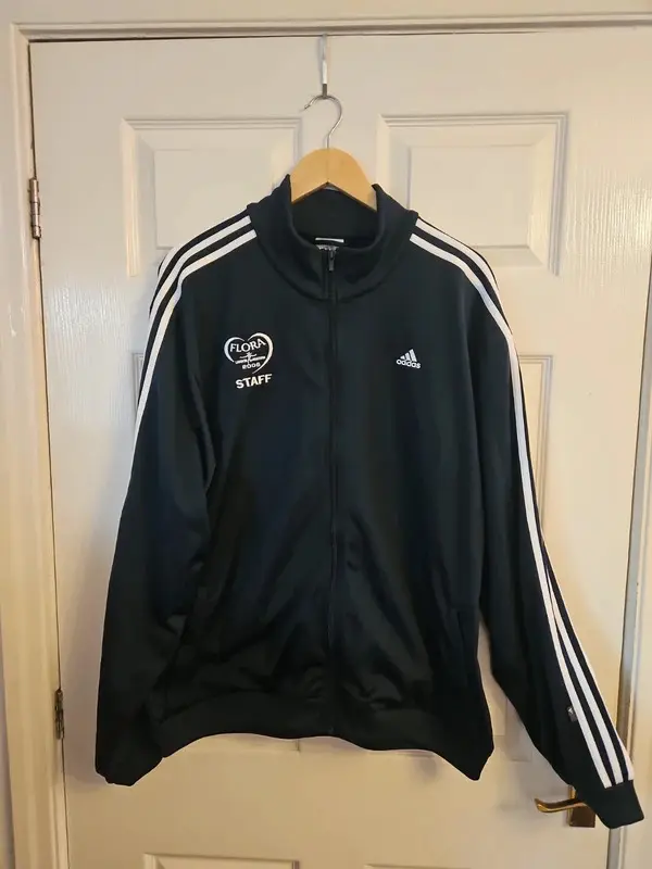 Adidas Men's Black 3 Stripe FLORA Staff London Marathon 2006 Track Jacket L - Image 2
