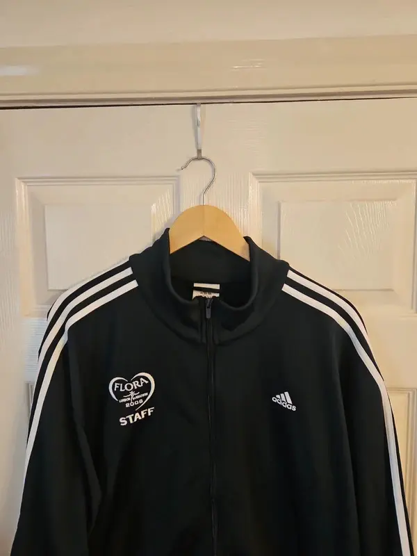 Adidas Men's Black 3 Stripe FLORA Staff London Marathon 2006 Track Jacket L - Image 3