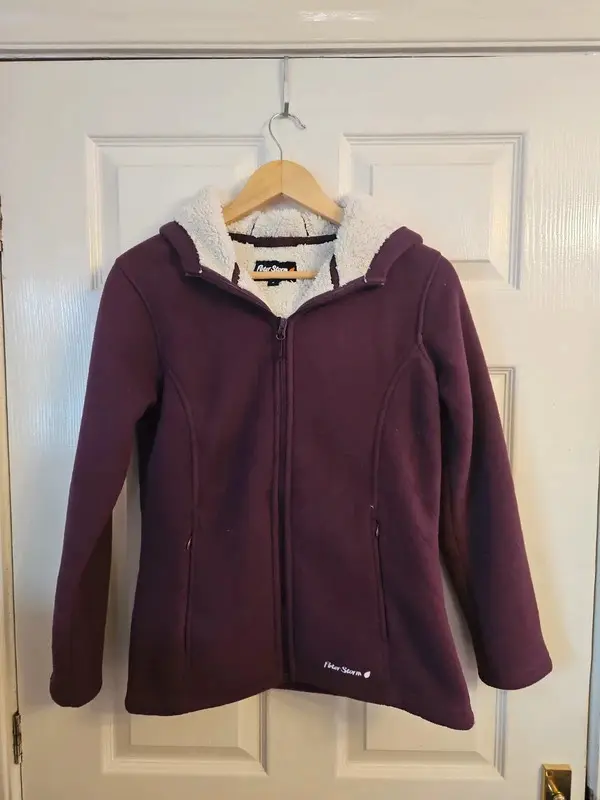 Peter Storm Womens Purple Fleece Lined Hooded Jacket Size 8 - Image 2