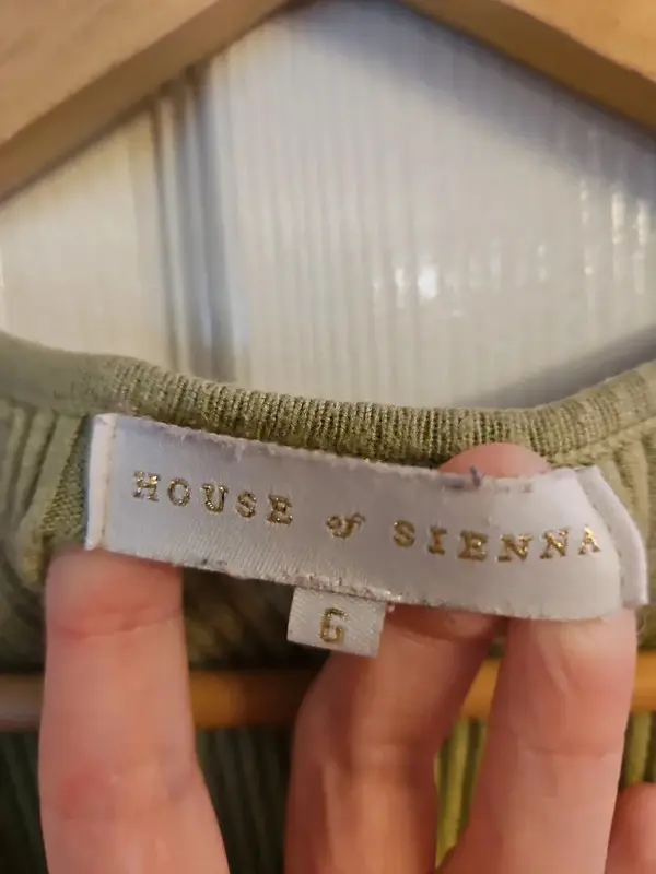 House of Sienna Sage Green Ribbed Crop Top Vest Size 6 - Image 5