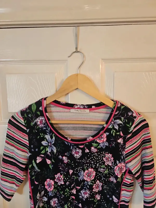 Betty Barclay Collection Floral Striped Top T-Shirt Best Fit - UK 10-12 - Image 3