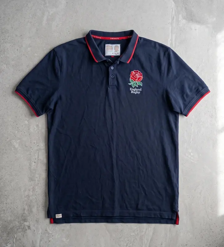 England Rugby Navy Polo Shirt Red Rose XXL 2XL Official Licensed