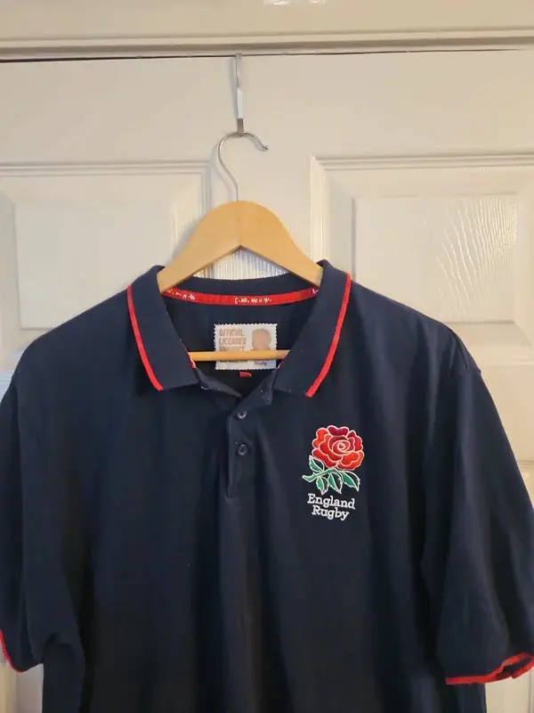 England Rugby Navy Polo Shirt Red Rose XXL 2XL Official Licensed - Image 3