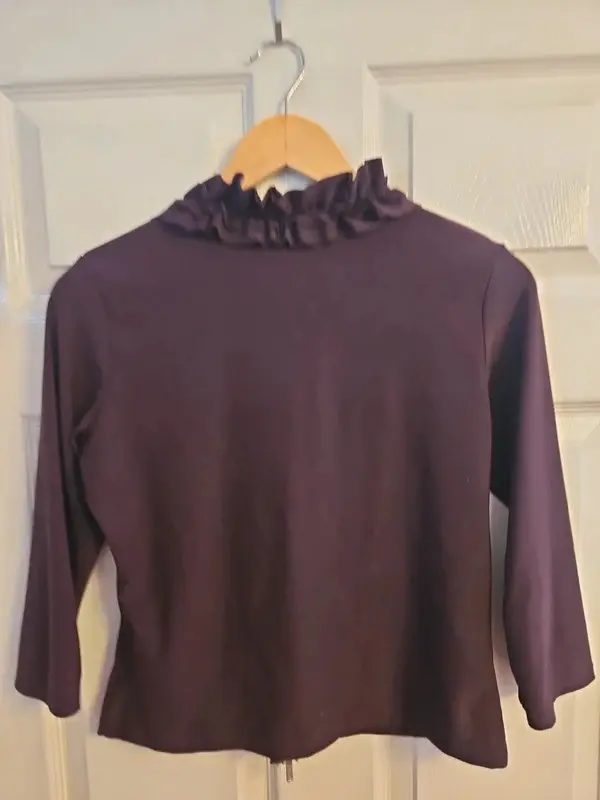 Clockhouse Purple Ruffle Front Zip Blouse Top Y2K Style Size 16 - Image 9
