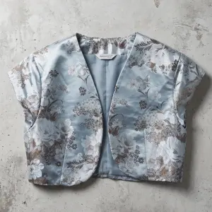 Atmosphere Blue Floral Jacquard Cropped Bolero Jacket Size 14