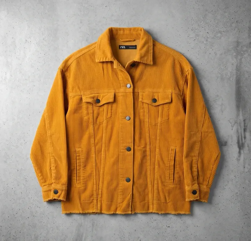 Zara Mustard Yellow Corduroy Jacket Oversized 100% Cotton Size S