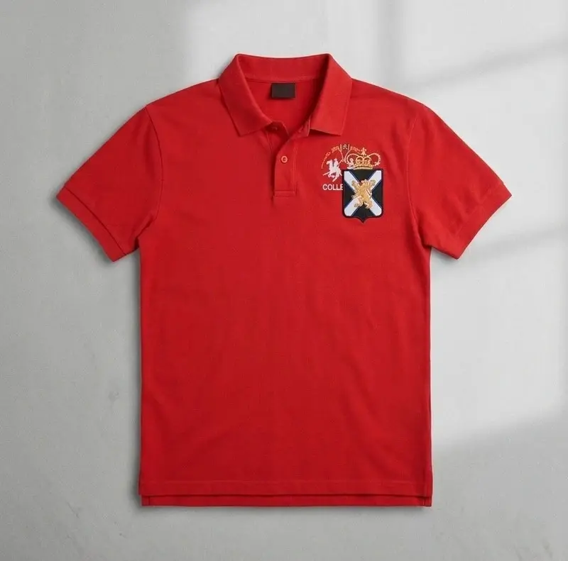 La Martina Red Polo Shirt 100% Cotton Embroidered Crest XL