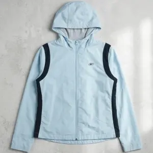 Vintage Reebok Light Blue Navy Hooded Jacket Track Jacket Size 14