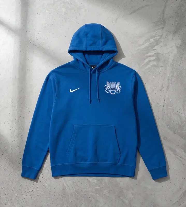 Nike Blue Embroidered Crest Hoodie Pullover Mens L Manchester
