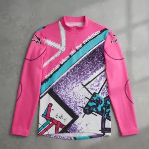 Rombo Retro Pink Mountain Bike Cycling Jersey Long Sleeve Y2K