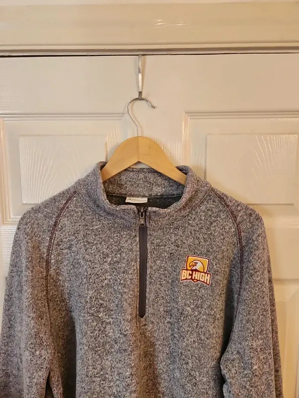 Champion BC High Quarter Zip Sweatshirt Grey Size L - Image 3