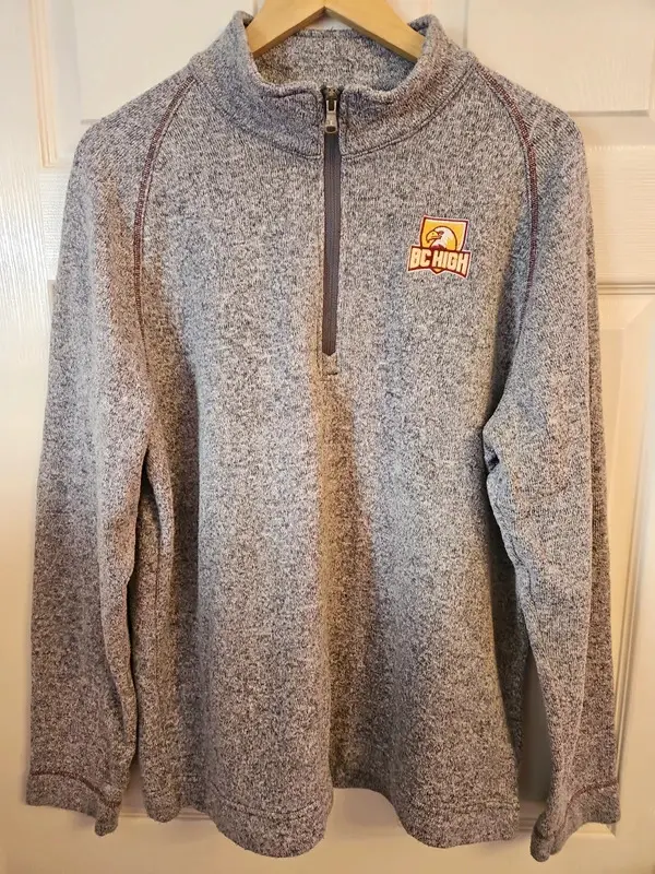 Champion BC High Quarter Zip Sweatshirt Grey Size L - Image 4