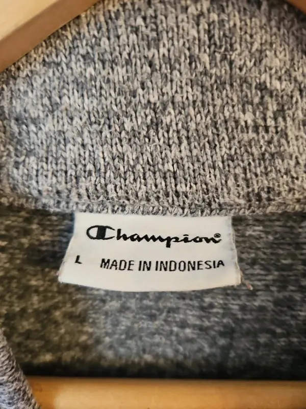 Champion BC High Quarter Zip Sweatshirt Grey Size L - Image 6