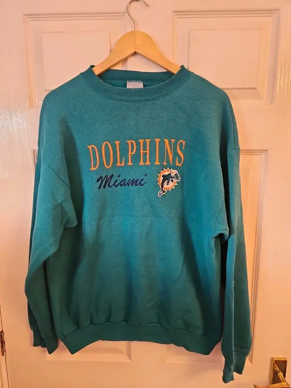 Vintage Logo 7 Miami Dolphins Heavyweight Sweatshirt L - Image 2