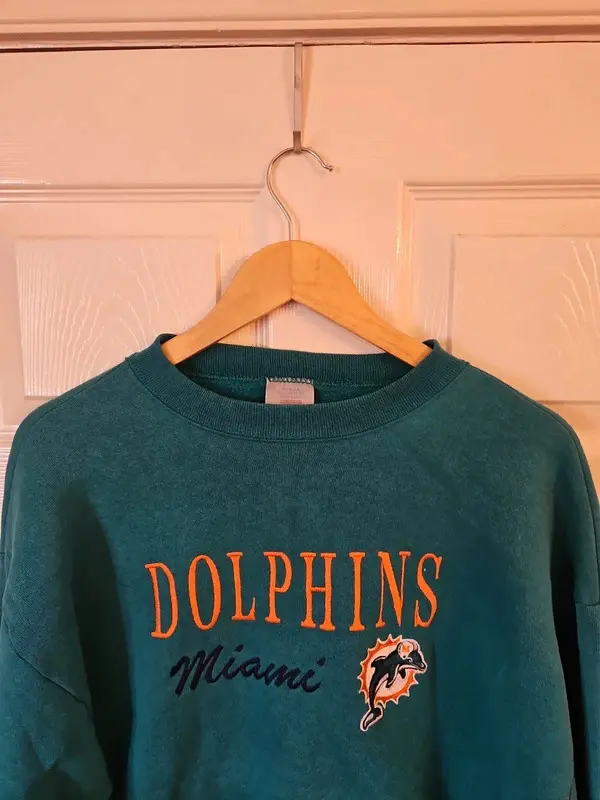 Vintage Logo 7 Miami Dolphins Heavyweight Sweatshirt L - Image 3