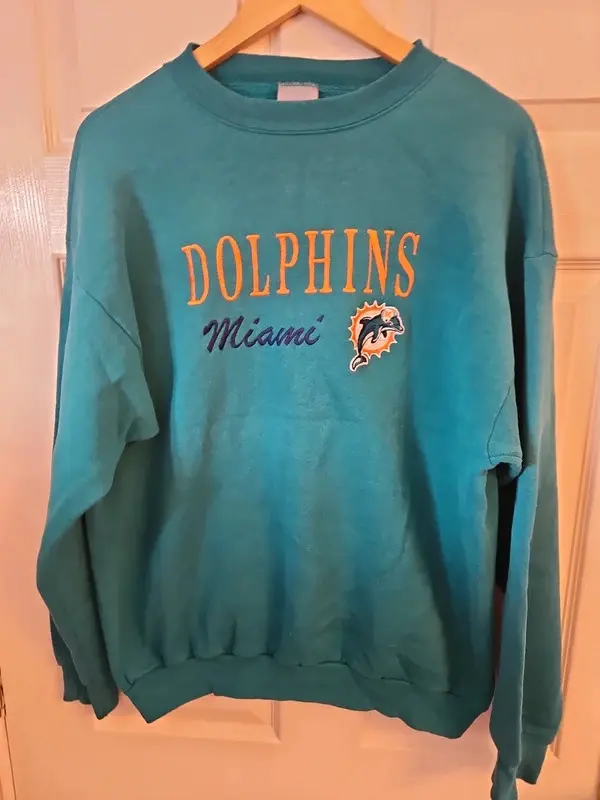 Vintage Logo 7 Miami Dolphins Heavyweight Sweatshirt L - Image 4