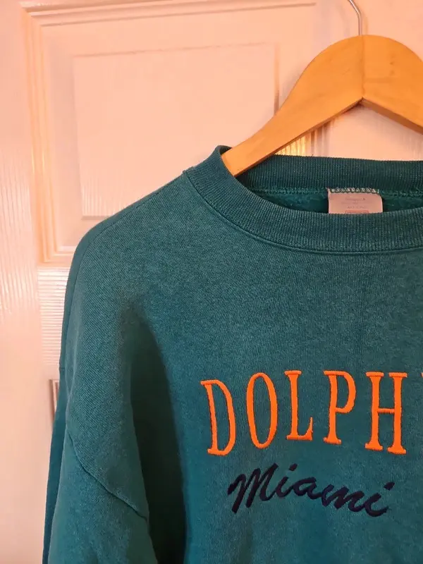 Vintage Logo 7 Miami Dolphins Heavyweight Sweatshirt L - Image 5