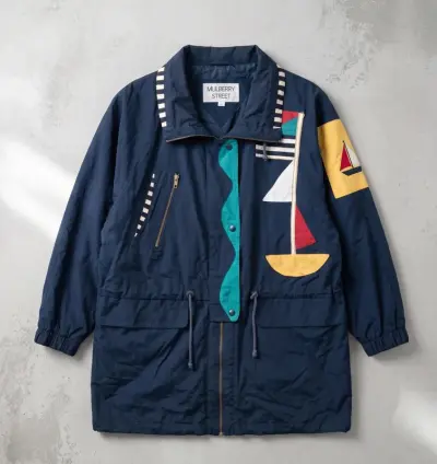 Vintage 90s Mulberry Street Nautical Windbreaker Jacket Navy Sailing M
